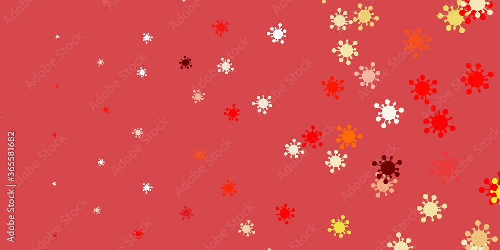 Light red, yellow vector backdrop with virus symbols. Light red, yellow vector backdrop with virus symbols.