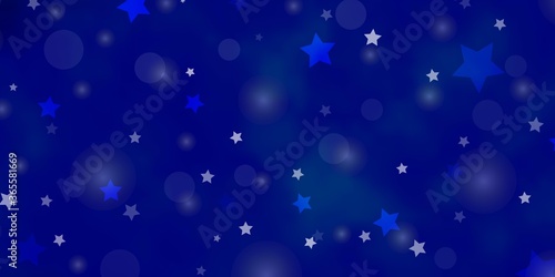 Wallpaper Mural Dark BLUE vector backdrop with circles, stars. Glitter abstract illustration with colorful drops, stars. Pattern for design of fabric, wallpapers. Torontodigital.ca