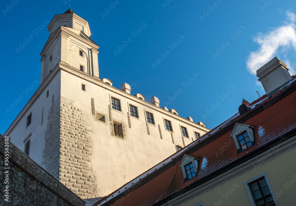 Bratislava castle wall during the winter, Slovakia