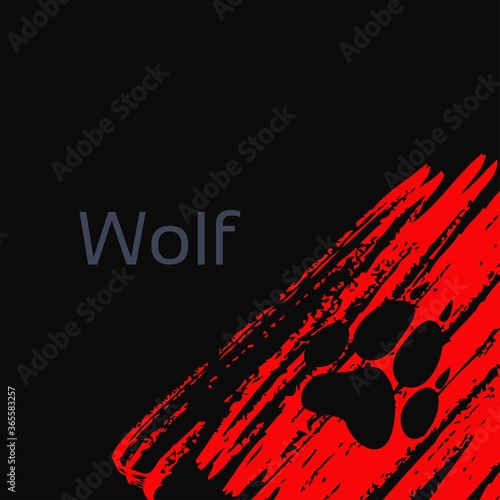 Wolf animal track with name, vector background design