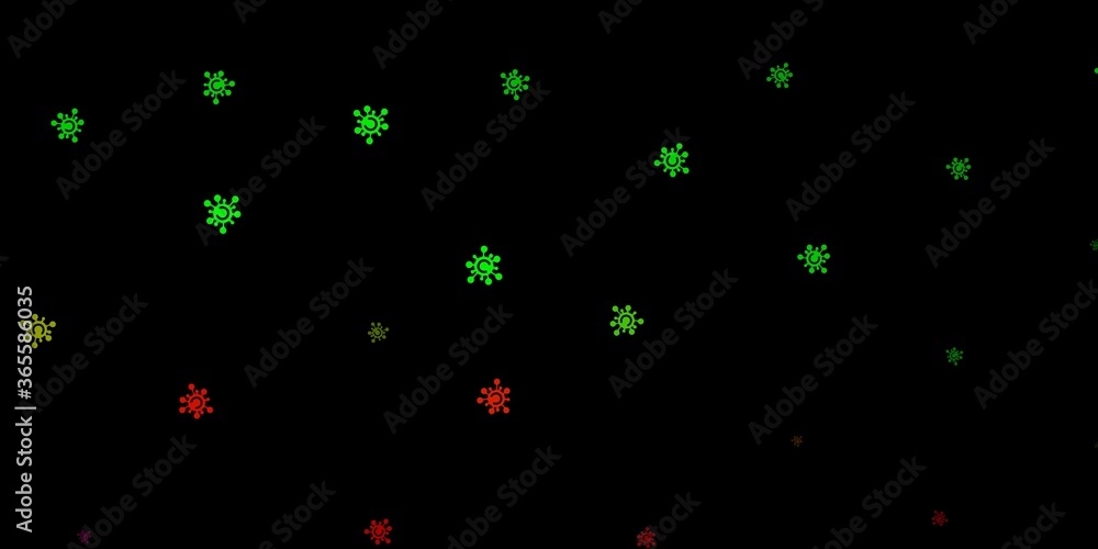 Dark green, red vector template with flu signs.