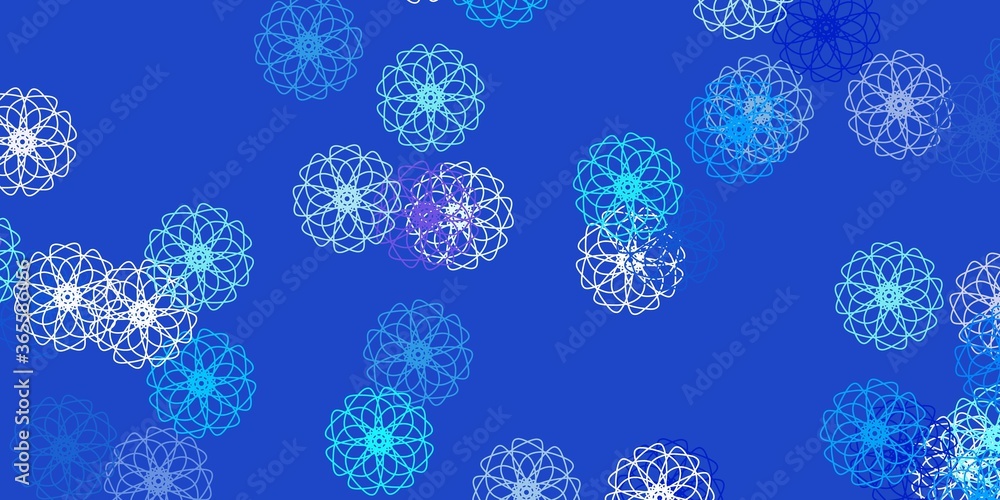 Light pink, blue vector doodle pattern with flowers. Light pink, blue vector doodle pattern with flowers.