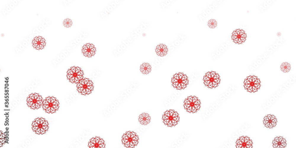 Fototapeta premium Light red vector doodle template with flowers.