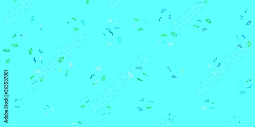 Light Blue  Green vector backdrop with woman s power symbols.