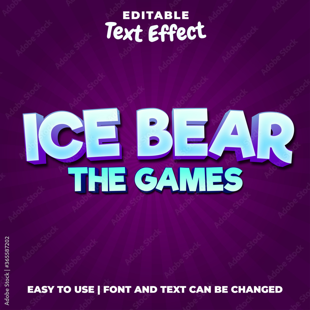 Ice Bear the Games Editable Logo Text Effect Style