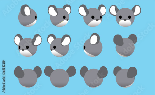 Animal Head Chinchilla Animate Spinning Vector Illustration