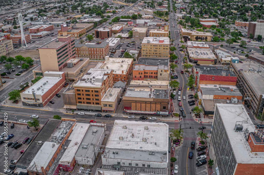 Fototapeta premium Aerial View of Casper, One of the largest Towns in Wyoming