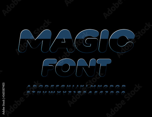 Vector Black Magic Font. Creative Alphabet Letter and Numbers