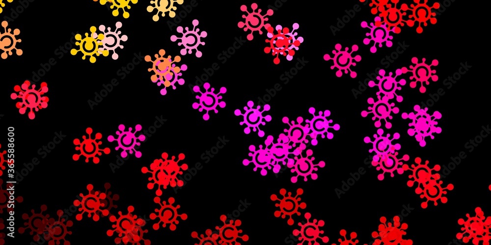 Dark pink, yellow vector texture with disease symbols.