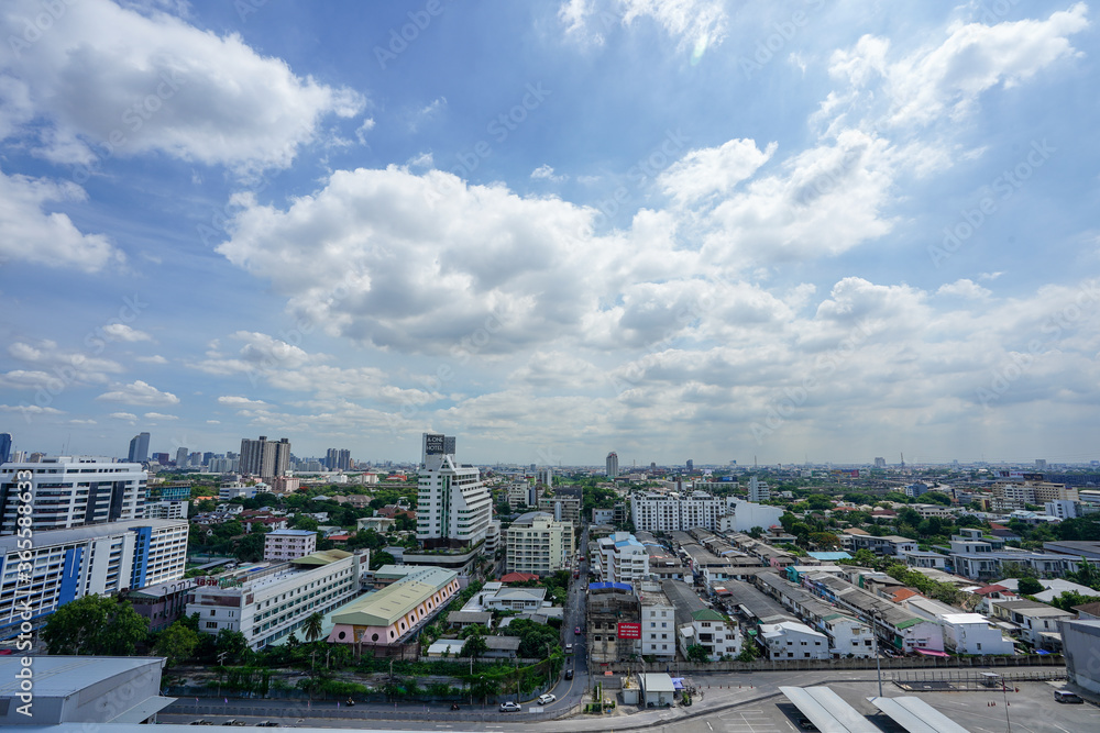 Thailand bangkok 26 July 2020 : view of cityscape and blue sky
