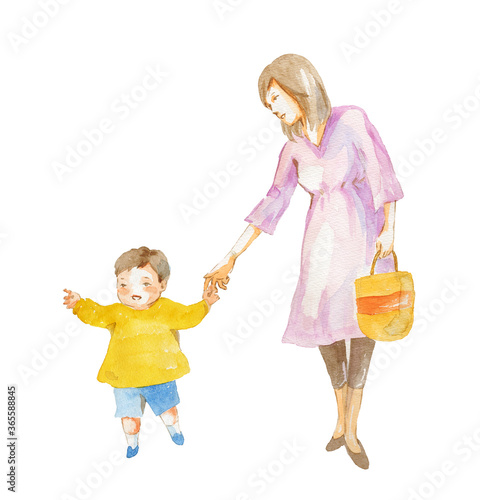 お母さんと手をつなぐ子供