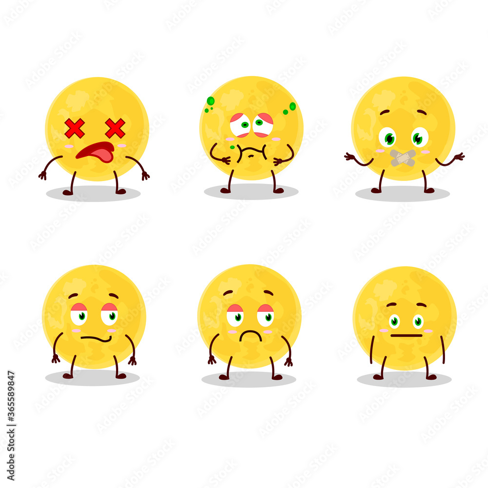 Yellow moon cartoon character with nope expression Yellow moon cartoon character with nope expression