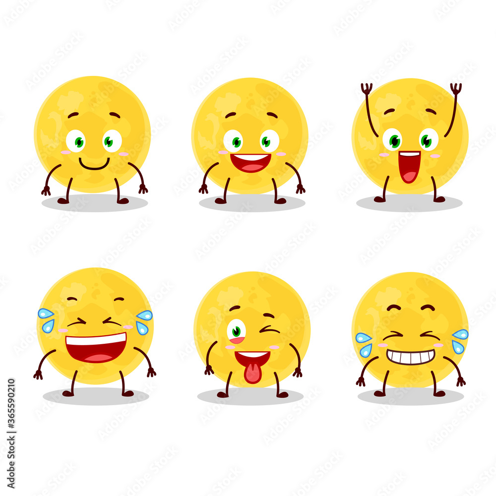 Cartoon character of yellow moon with smile expression Cartoon character of yellow moon with smile expression