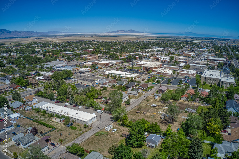 Aerial View of the rural Utah Town of Toole