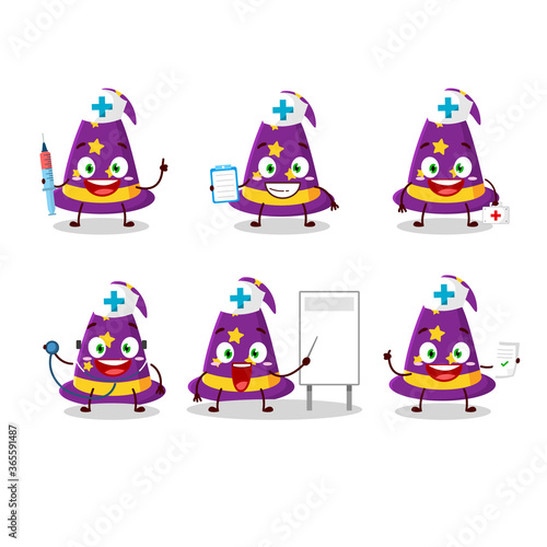 Doctor profession emoticon with wizard hat cartoon character
