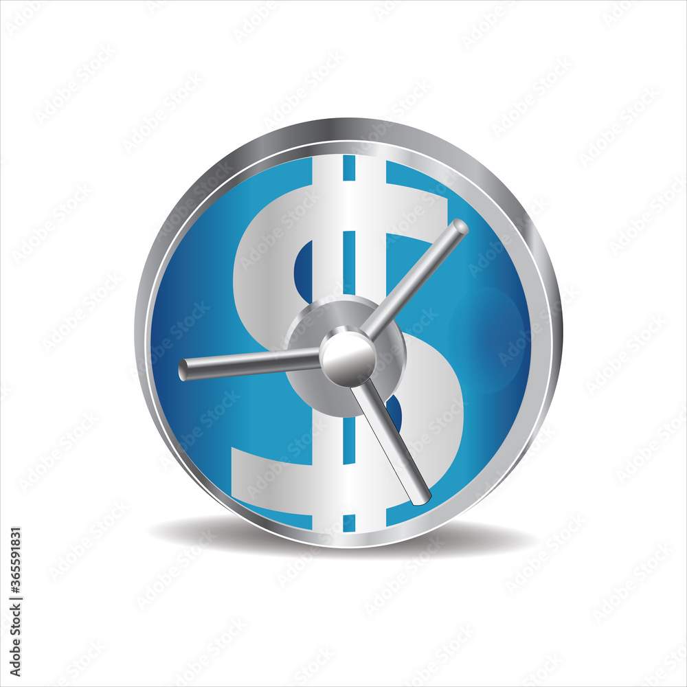 symbol of money and safe deposit box vault logo design vector icon symbol