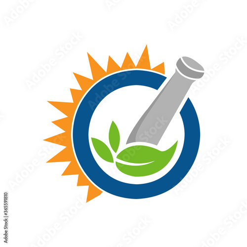 nature pharmacy herbal medicine logo design vector symbol