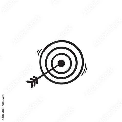 hand drawn doodle arrow and bullseye icon illustration vector