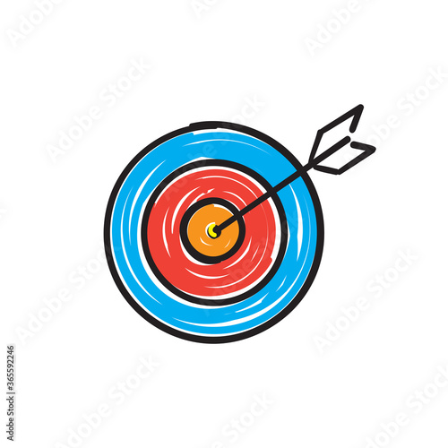 hand drawn doodle arrow and bullseye icon illustration vector