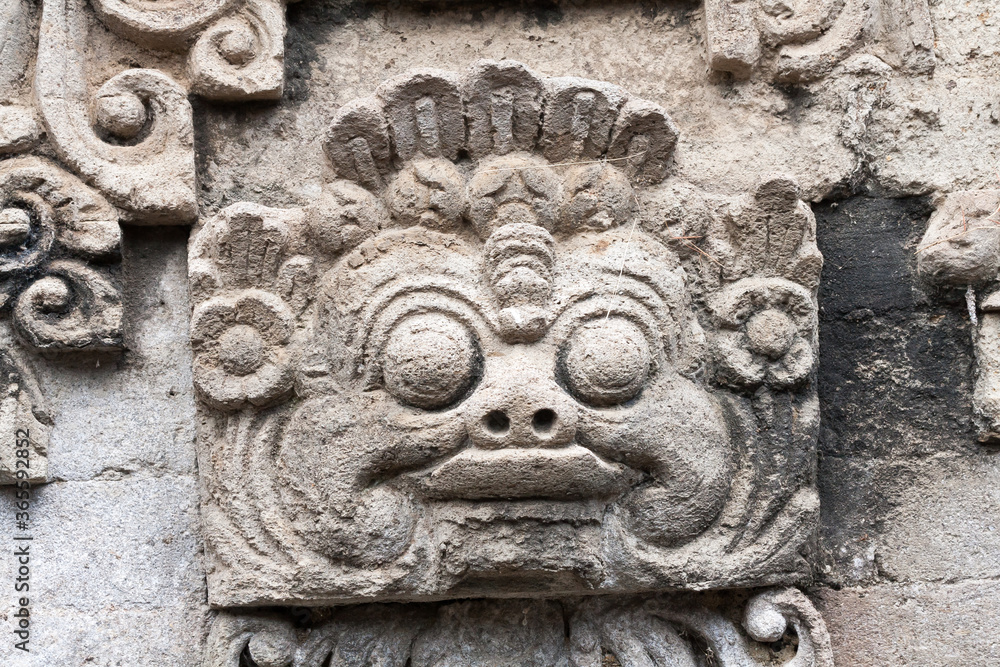 Stone carving outside a Balinese Hindu village temple