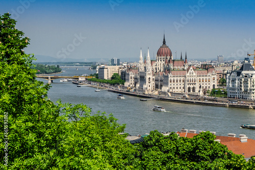 The Parliament building on the Danube in Budapest 