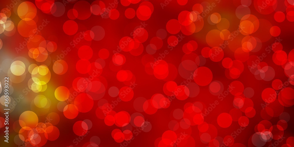 Light Red, Yellow vector backdrop with circles. Abstract decorative design in gradient style with bubbles. Pattern for booklets, leaflets. Light Red, Yellow vector backdrop with circles. Abstract decorative design in gradient style with bubbles. Pattern for booklets, leaflets.