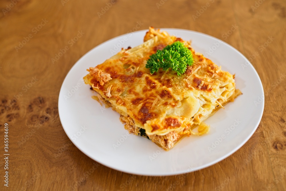 Homemade chicken and cheese Lasagna 
