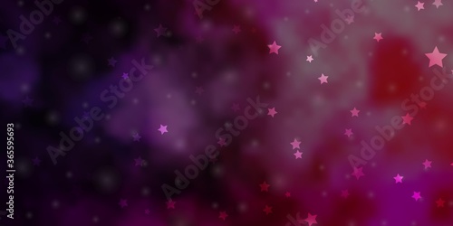 Dark Purple, Pink vector pattern with abstract stars. Modern geometric abstract illustration with stars. Theme for cell phones.