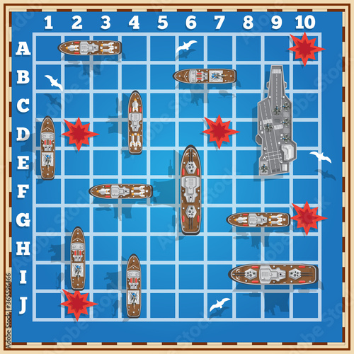 Fotomurale Sea battle. Board game. Vector illustration.