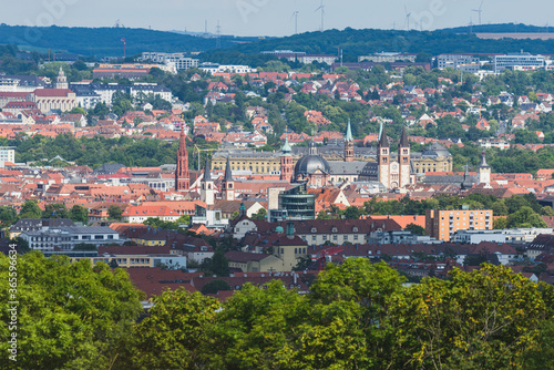 Stadt Panorama von Würzburg im bewölkten Sommer