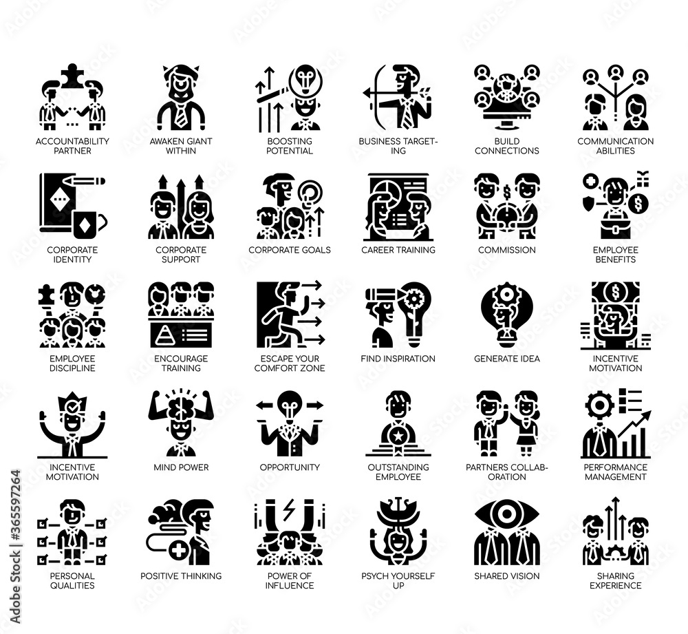 Set of business motivation thin line and pixel perfect icons for any web and app project. Set of business motivation thin line and pixel perfect icons for any web and app project.