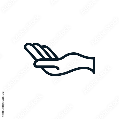 Hand, give alms outline icons. Vector illustration. Editable stroke. Isolated icon suitable for web, infographics, interface and apps.