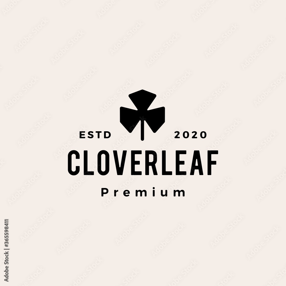 Fototapeta premium clover leaf hipster vintage logo vector icon illustration