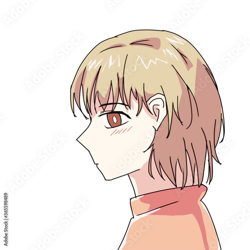 アニメタッチの横顔で中性的な金髪茶色い目の人物 Stock Illustration Adobe Stock アニメタッチの横顔で中性的な金髪茶色い目の人物 Stock Illustration Adobe Stock