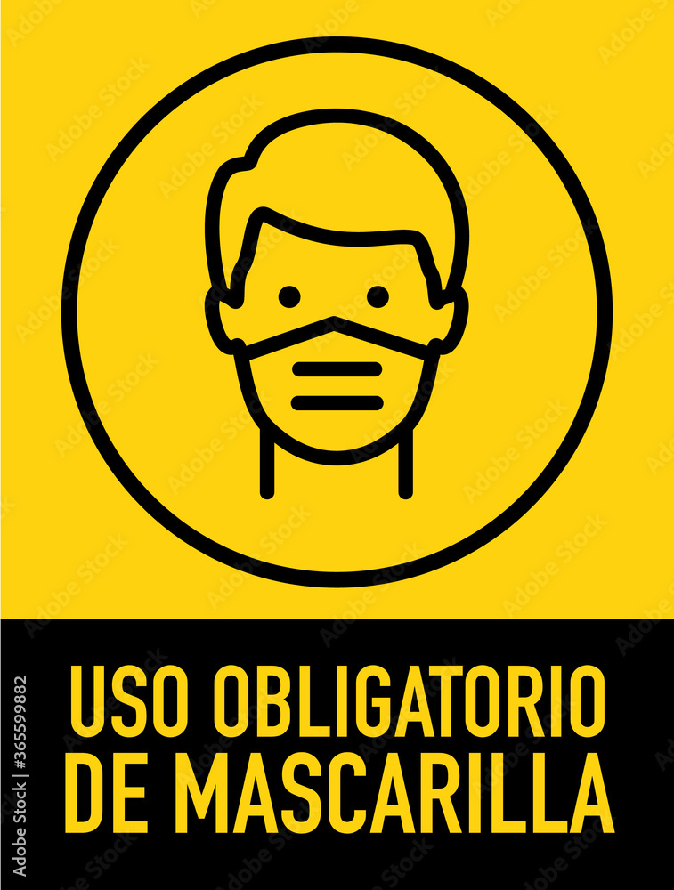 Pancarta de advertencia sobre uso de mascarilla para prevenir el contagio por el coronavirus Pancarta de advertencia sobre uso de mascarilla para prevenir el contagio por el coronavirus