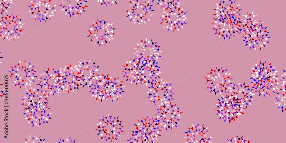Light blue, red vector doodle template with flowers.