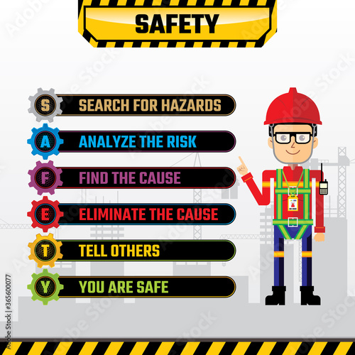 Safety tips at workplace banner design for industrial and construction.