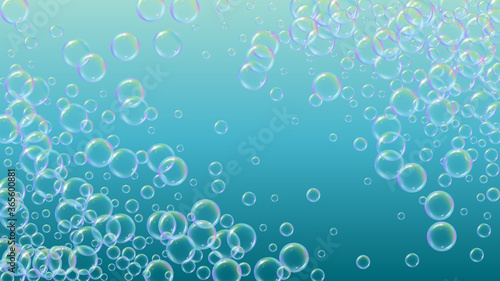 Fizz background with shampoo foam and soap bubbles.