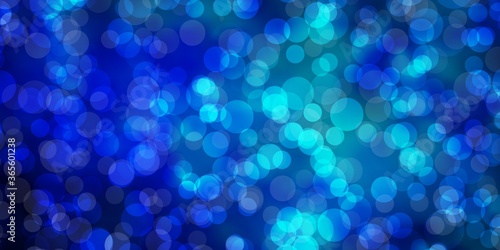Light BLUE vector backdrop with dots. Glitter abstract illustration with colorful drops. New template for a brand book.