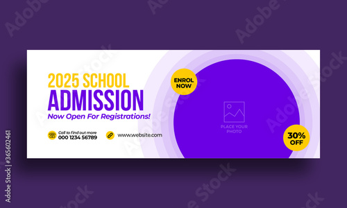 Kids school education admission timeline cover layout and web banner template