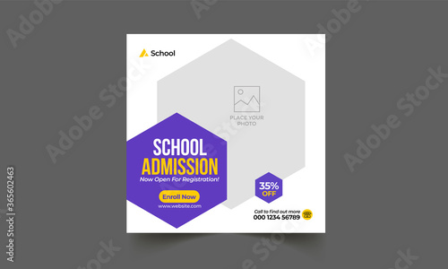Kids school education admission timeline cover layout and web banner template