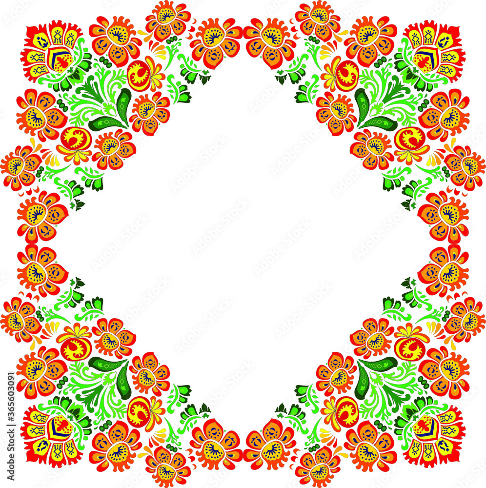 Fototapeta premium beautiful folk art, floral decoration beautiful flower illustration 