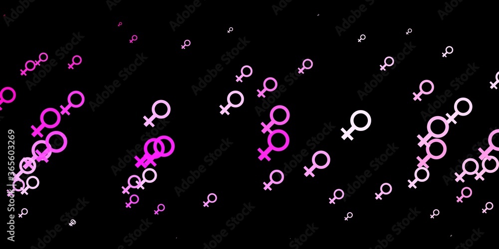Dark Pink, Yellow vector pattern with feminism elements.