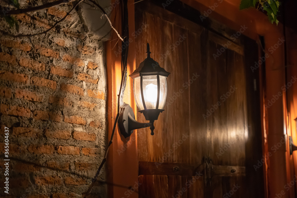 classic street lamp. wall electric lantern. vintage electric lamp.
