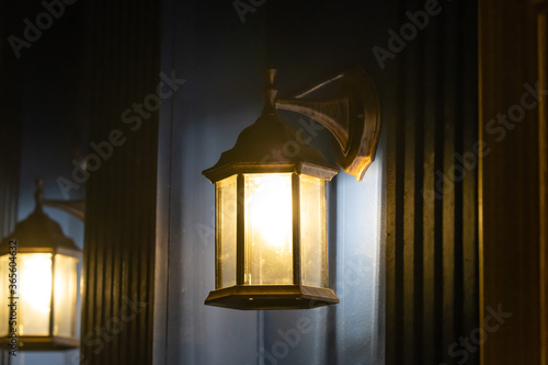 classic street lamp. wall electric lantern. vintage electric lamp.