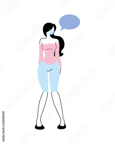 girl with bubble chat text