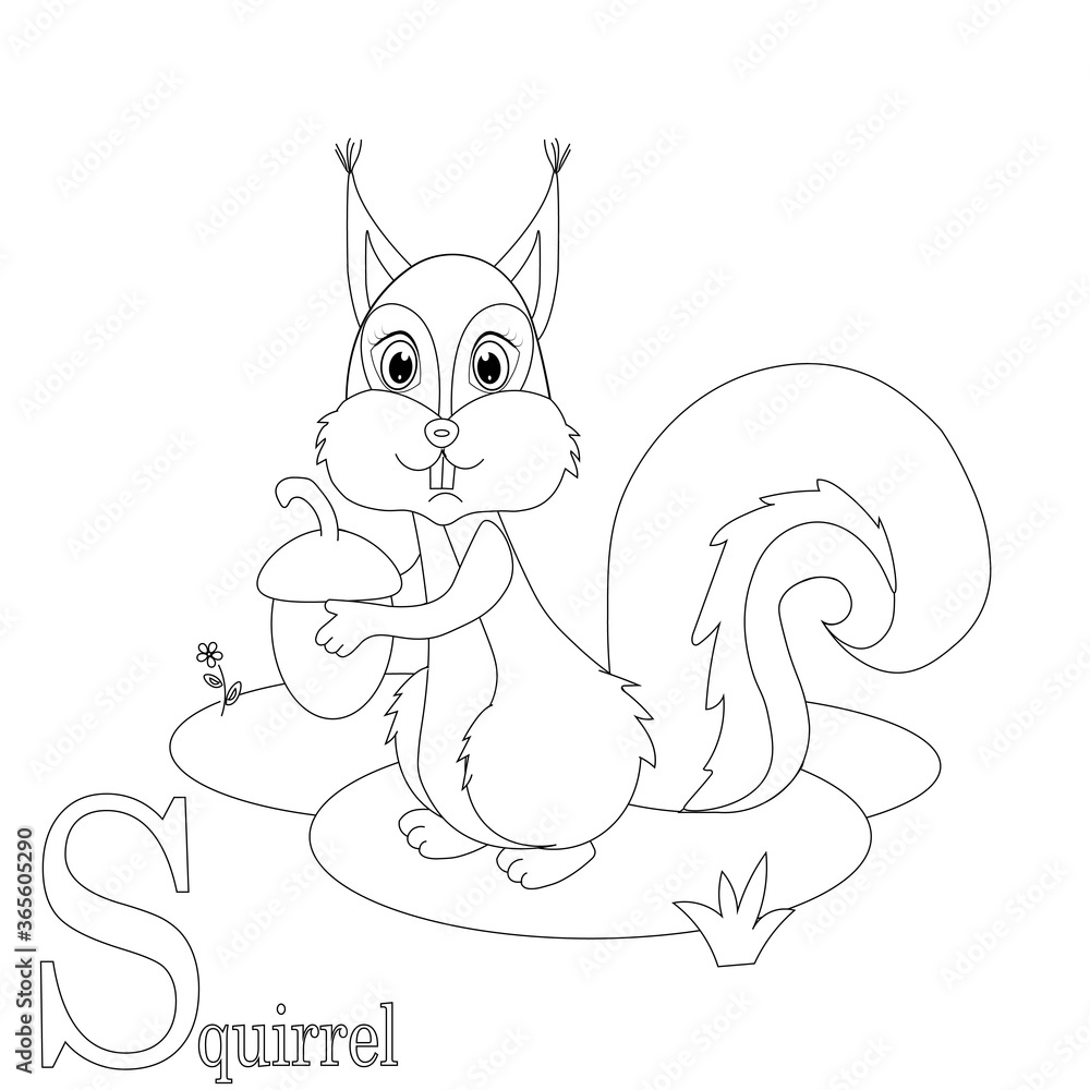 Obraz premium animal alphabet coloring book vector illustration 