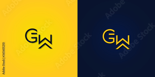 Minimalist Abstract Initial letter GW logo. This logo incorporate with abstract letter in the creative way.It will be suitable for which company or brand name start those initial. photo