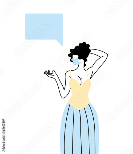 girl with bubble chat text
