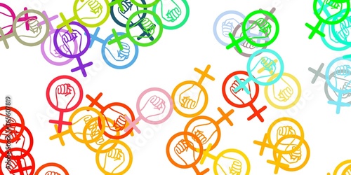 Light Multicolor vector background with woman symbols.